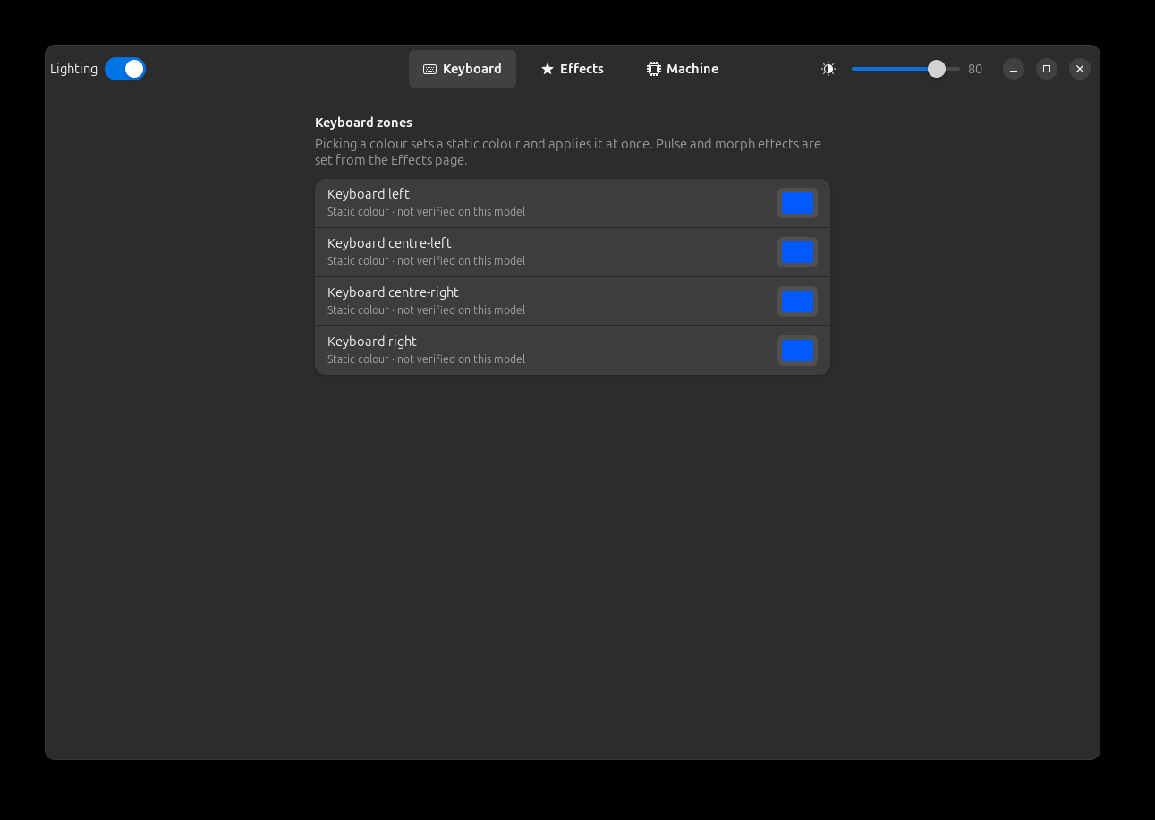 AlienFX LEDs with the Dell G15 5520 model: four keyboard zones
