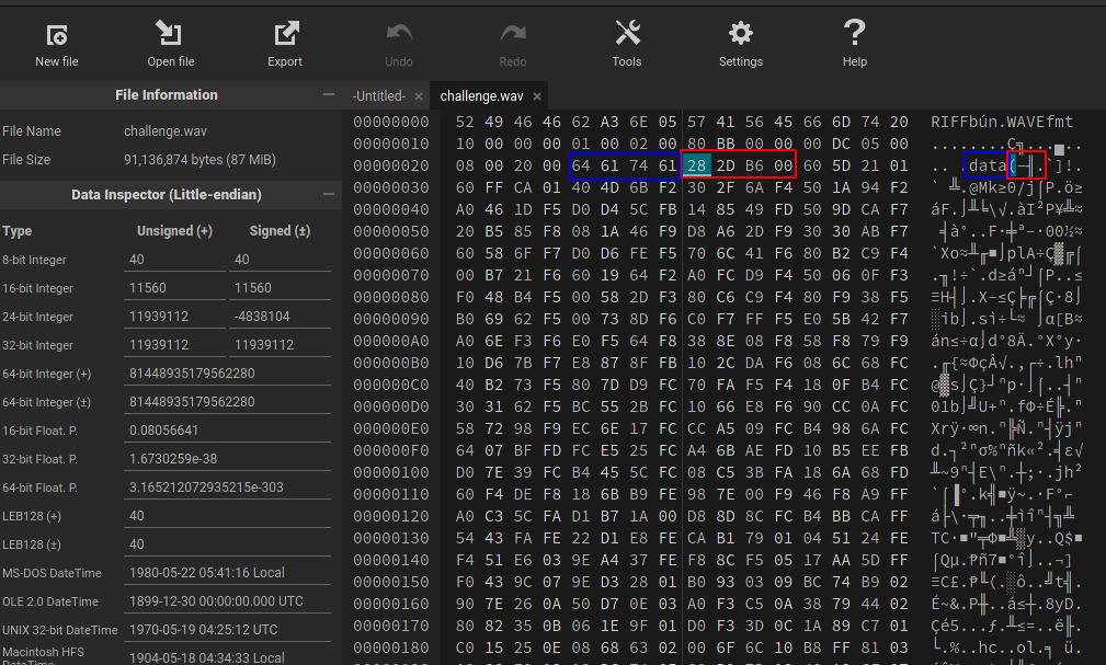 Hexedit - challenge.wav original